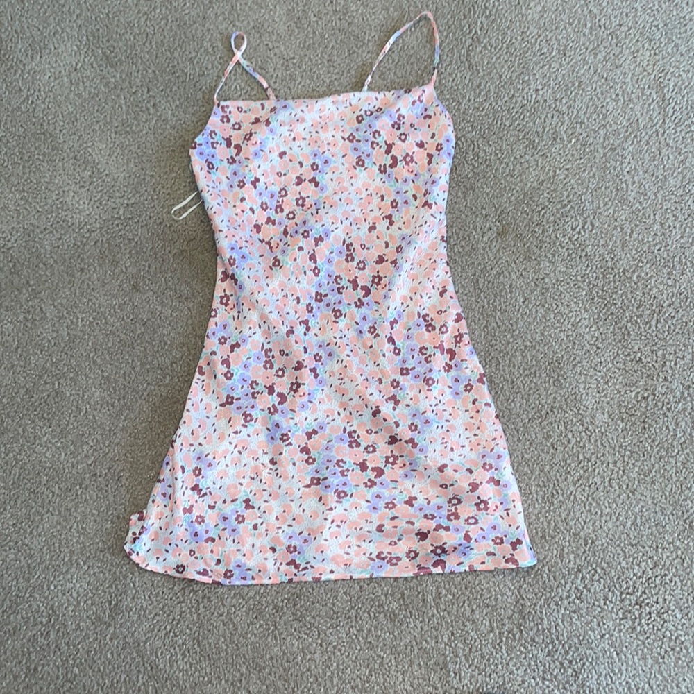 fun silky flower print midi dress
